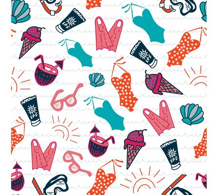 beach swimming snorkel repeat pattern