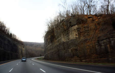 a highway through the mountains in tennesseeの写真素材