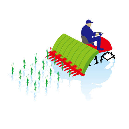 Rice-planting in modern way.のイラスト素材