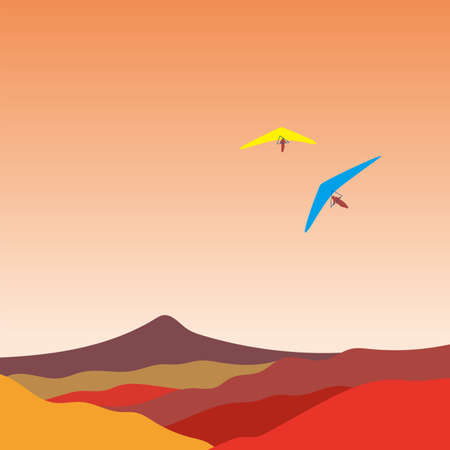 Hang glider, vector illustration.のイラスト素材