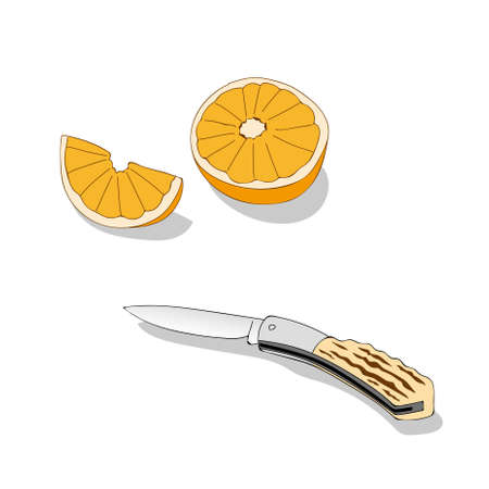 Knife and fruitのイラスト素材