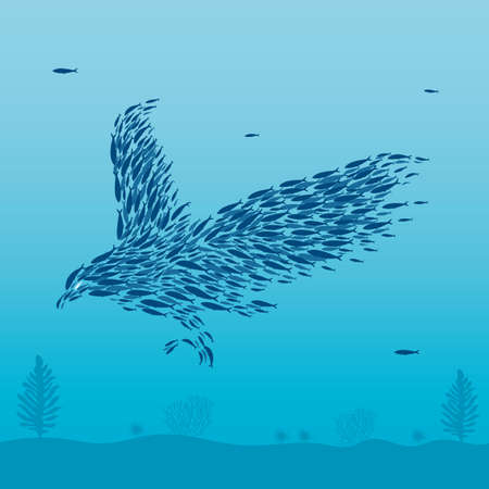 Sardines that form a bird.のイラスト素材