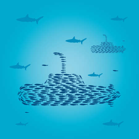 Sardines that form a submarineのイラスト素材