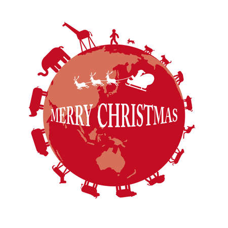 Animals and Santa Clausのイラスト素材