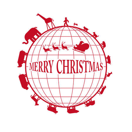 Animals and Santa Clausのイラスト素材