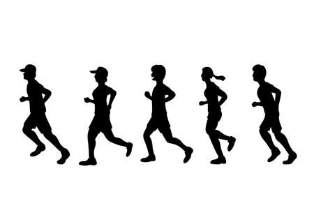 People who enjoy jogging vector setのイラスト素材