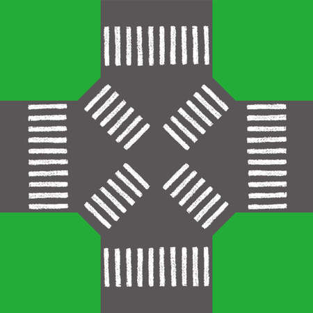 Scramble intersection drawn with crayonのイラスト素材