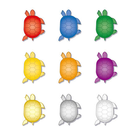 9 color feng shui turtlesのイラスト素材