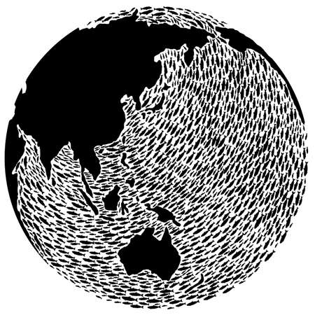 The earth, the sea and the fishのイラスト素材