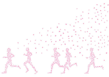 Runner and cherry blossom petalsのイラスト素材
