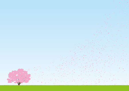A shower of cherry blossomsのイラスト素材