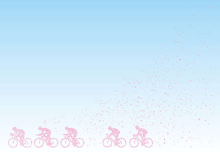Bicycle Race drew with cherry blossom petalsのイラスト素材
