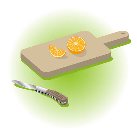 Cutting board and folding knifeのイラスト素材