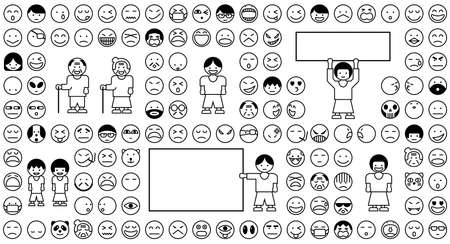 Many people and message boardsのイラスト素材