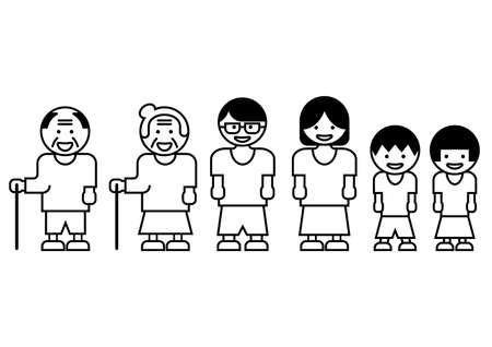 Illustration of three generation familyのイラスト素材
