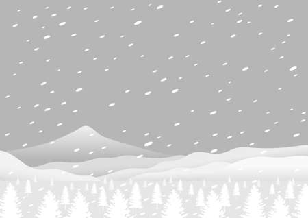 Mountain view covered with snowstormのイラスト素材