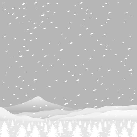 Mountain view covered with snowstormのイラスト素材