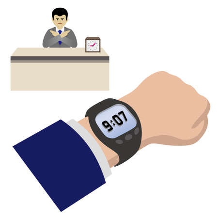 Refusal of employees who arrived late (Created with EPS data)のイラスト素材