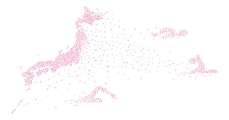 Japan Map with Swimmer Made of Cherry Petals (Created with Vector Data)のイラスト素材
