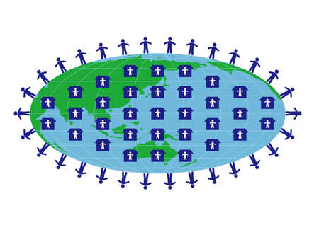 Illustration of social distancing (Created with vector data)のイラスト素材