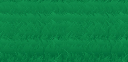 A hierarchical layout of fine comb-shaped objects colored with a green gradation. Each object is curved to the left and right. A background image imagining a meadow fluttering in the wind. Created witのイラスト素材
