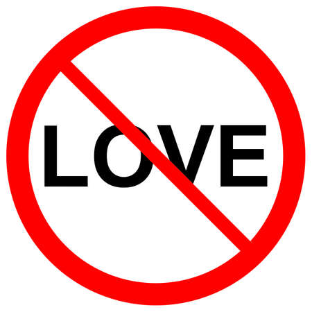 No love forbidden sign symbol on white backgroundの写真素材