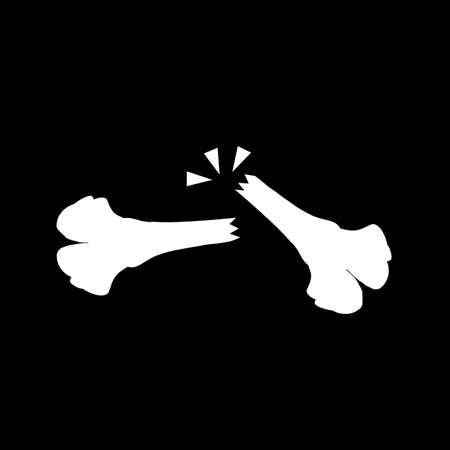 Bone fracture icon on black backgroundの写真素材