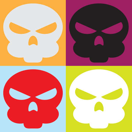 Colorful Skulls vector seamless patternのイラスト素材