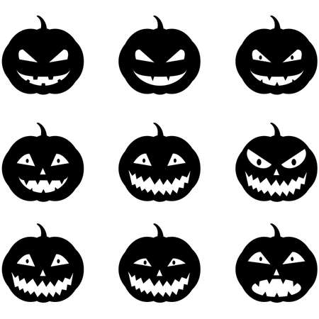 Set of scary pumpkins for halloweenの写真素材