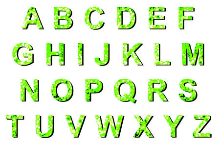 Abstract green  bokeh ABCDEFGHIJKLMNOPQRSTUVWXYZの写真素材