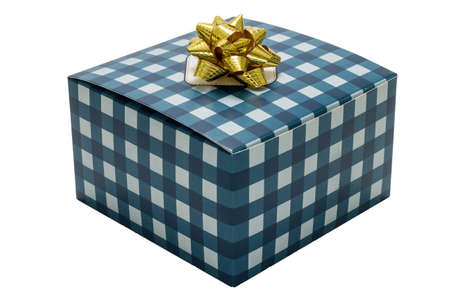 Gift box with bow and ribbon isolated on white background.の写真素材