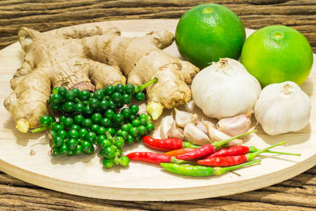 Tom yam herbs and spices set.の写真素材