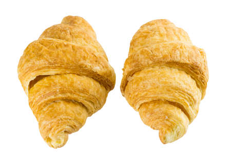 Fresh tasty croissants isolated on white background.の写真素材