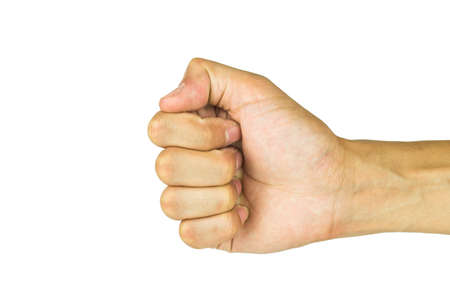 Man's fist isolated on white backgroundの写真素材