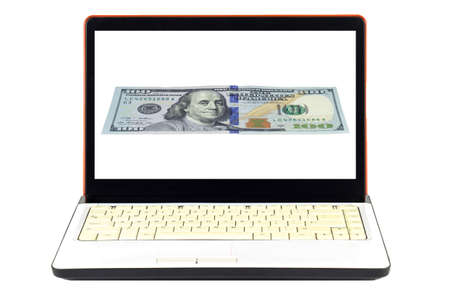 Laptop show dollars.の写真素材
