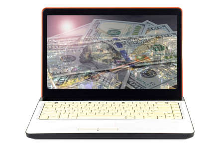 Laptop full of dollars.