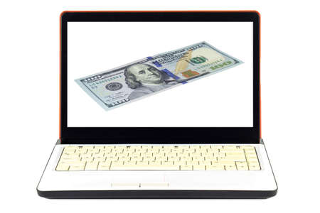 Laptop show dollars.の写真素材