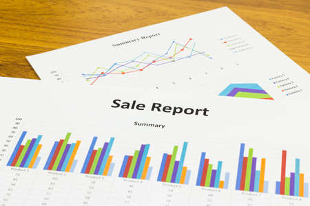 Sale Report, Calculations, savings, finances and analysis of the market concept.の写真素材