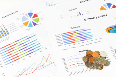 Money savings, finances and analysis economy concept.