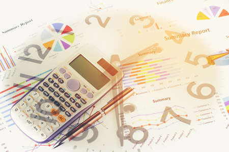 Double exposure of Business graph and clock for finance and banking concept.の写真素材