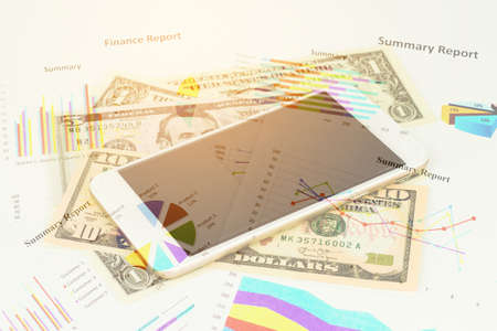 Double exposure of Money and Business graph for finance and banking concept.の写真素材