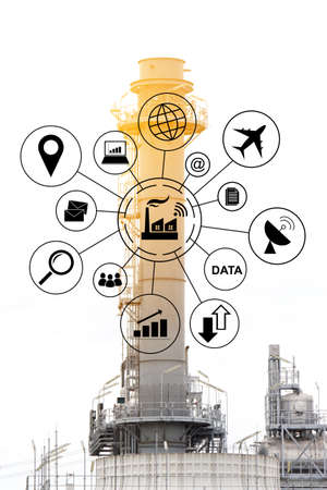  4.0 Concept, Natural Gas Combined Cycle Power plant electricity generating station of industry.の写真素材