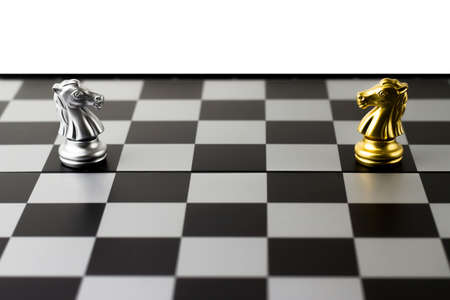 Rivalry chess knight fighting : Game of chess, selective focus.の写真素材