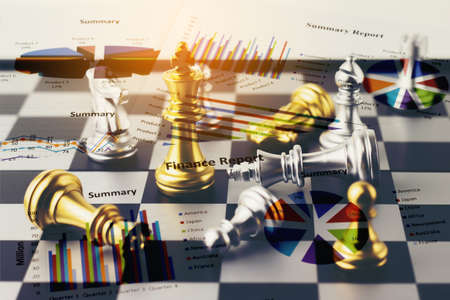 Double exposure of War Financial games concept.の写真素材