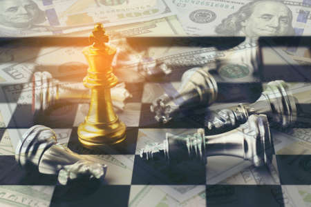 Double exposure of War Financial games concept.の写真素材
