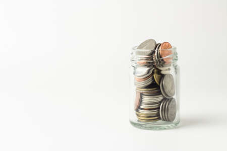 Collect money coin on white background.の写真素材