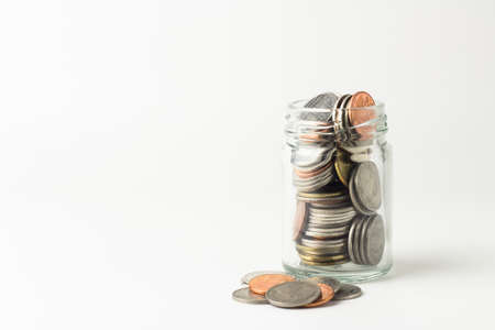 Collect money coin on white background.の写真素材