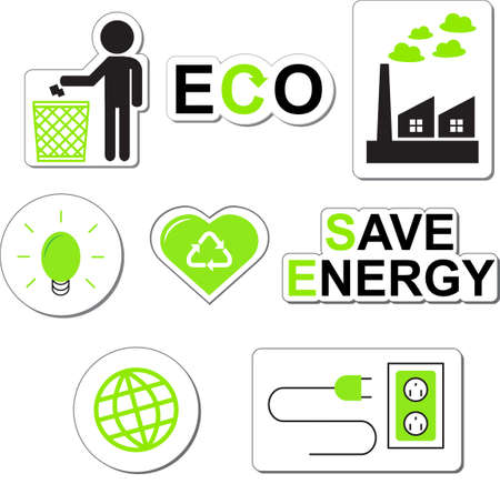 Save, Ecology, green, recycling vector icons set, Vector Illustration.のイラスト素材