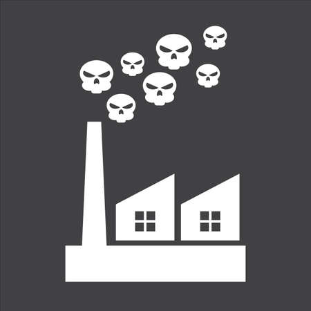 Pollution, toxic industry, skull smoke.のイラスト素材