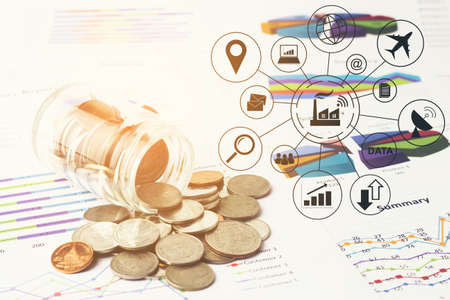 Money coins on business account in the background, Business Concept.の写真素材